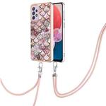 For Samsung Galaxy A13 4G Electroplating IMD TPU Phone Case with Lanyard(Pink Scales)