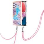 For Samsung Galaxy A13 4G Electroplating IMD TPU Phone Case with Lanyard(Blue Marble)
