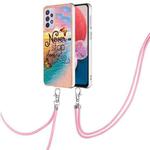 For Samsung Galaxy A13 4G Electroplating IMD TPU Phone Case with Lanyard(Dream Butterfly)