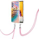 For Samsung Galaxy A53 5G Electroplating IMD TPU Phone Case with Lanyard(Dream Butterfly)