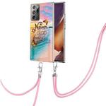 For Samsung Galaxy Note20 Ultra Electroplating IMD TPU Phone Case with Lanyard(Dream Butterfly)