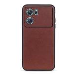 For OPPO K10 5G Accurate Hole Lambskin Texture Genuine Leather Phone Case(Brown)