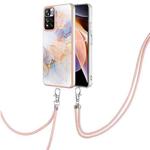 For Xiaomi Redmi Note 11 Pro China Electroplating IMD TPU Phone Case with Lanyard(White Marble)