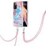 For Xiaomi Redmi Note 11 Pro China Electroplating IMD TPU Phone Case with Lanyard(Blue Marble)