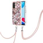 For Xiaomi Redmi Note 11S / Note 11 Global Electroplating IMD TPU Phone Case with Lanyard(Pink Scales)