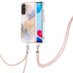 For Xiaomi Redmi Note 11S / Note 11 Global Electroplating IMD TPU Phone Case with Lanyard(White Marble)