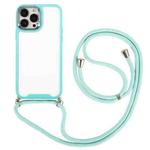 For iPhone 12 Electroplating Hawkeye Phone Case with Lanyard(Mint Green)