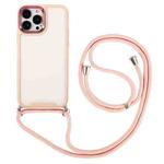 For iPhone 12 Pro Max Electroplating Hawkeye Phone Case with Lanyard(Pink)
