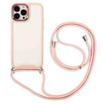 For iPhone 13 Pro Max Electroplating Hawkeye Phone Case with Lanyard (Pink)
