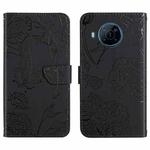 For Nokia X100 Skin Feel Butterfly Peony Embossed Leather Phone Case(Black)