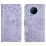 For Nokia X100 Skin Feel Butterfly Peony Embossed Leather Phone Case(Purple)