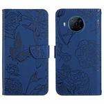 For Nokia X100 Skin Feel Butterfly Peony Embossed Leather Phone Case(Blue)