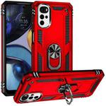 For Motorola Moto G22 Shockproof TPU + PC Holder Phone Case(Red)