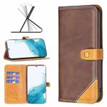 For Samsung Galaxy S22 5G Color Matching Double Sewing Thread Leather Phone Case(Brown)