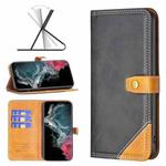 For Samsung Galaxy S22 Ultra 5G Color Matching Double Sewing Thread Leather Phone Case(Black)