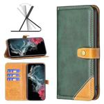 For Samsung Galaxy S22 Ultra 5G Color Matching Double Sewing Thread Leather Phone Case(Green)