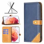 For Samsung Galaxy S21 5G Color Matching Double Sewing Thread Leather Phone Case(Blue)