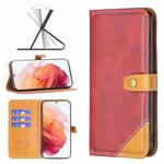 For Samsung Galaxy S21 5G Color Matching Double Sewing Thread Leather Phone Case(Red)