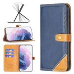 For Samsung Galaxy S21+ 5G Color Matching Double Sewing Thread Leather Phone Case(Blue)
