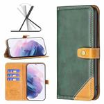 For Samsung Galaxy S21+ 5G Color Matching Double Sewing Thread Leather Phone Case(Green)