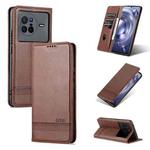 For vivo X80 AZNS Magnetic Calf Texture Leather Phone Case(Dark Brown)