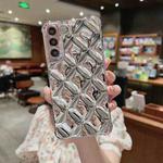 For Samsung Galaxy S22 5G Rhombic Texture Electroplated TPU Phone Case(Silver)