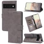 For Google Pixel 7 5G Embossed Happy Cat Pattern Leather Phone Case(Grey)
