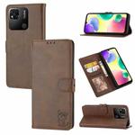 For Xiaomi Redmi 10A Embossed Happy Cat Pattern Leather Phone Case(Brown)