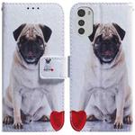 For Motorola Moto E32 Coloured Drawing Leather Phone Case(Pug)