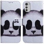 For Motorola Moto E32 Coloured Drawing Leather Phone Case(Panda)