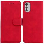 For Motorola Moto E32 Skin Feel Pure Color Flip Leather Phone Case(Red)