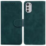 For Motorola Moto E32 Skin Feel Pure Color Flip Leather Phone Case(Green)