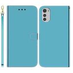 For Motorola Moto E32 Imitated Mirror Surface Leather Phone Case(Blue)