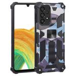 For Samsung Galaxy A33 5G Camouflage Armor Shockproof TPU + PC Magnetic Protective Phone Case with Holder(Light Blue)