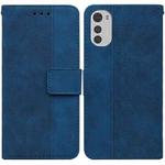 For Motorola Moto E32 Geometric Embossed Leather Phone Case(Blue)