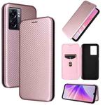For OPPO A57 5G Carbon Fiber Texture Leather Phone Case(Rose Gold)