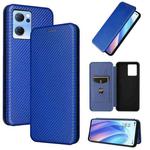 For OPPO Reno7 4G / F21 Pro 4G Carbon Fiber Texture Leather Phone Case(Blue)