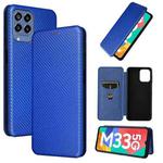 For Samsung Galaxy M33 5G Carbon Fiber Texture Leather Phone Case(Blue)