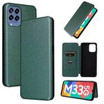 For Samsung Galaxy M33 5G Carbon Fiber Texture Leather Phone Case(Green)