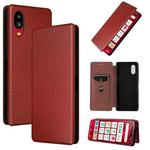 For Sharp Simple Sumaho 6 Carbon Fiber Texture Leather Phone Case(Brown)