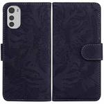 For Motorola Moto E32 Tiger Embossing Pattern Leather Phone Case(Black)