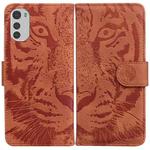 For Motorola Moto E32 Tiger Embossing Pattern Leather Phone Case(Brown)