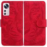 For Xiaomi 12 Lite Tiger Embossing Pattern Leather Phone Case(Red)