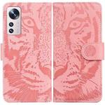 For Xiaomi 12 Lite Tiger Embossing Pattern Leather Phone Case(Pink)