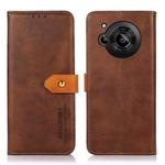 For Sharp Aquos R7 KHAZNEH Dual-color Cowhide Texture Flip Leather Phone Case(Brown)