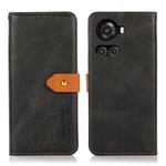 For OnePlus Ace / 10R KHAZNEH Dual-color Cowhide Texture Flip Leather Phone Case(Black)