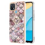 For OPPO A15 / A15s Electroplating IMD TPU Phone Case with Ring(Pink Scales)
