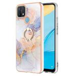 For OPPO A15 / A15s Electroplating IMD TPU Phone Case with Ring(White Marble)