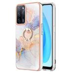 For OPPO A53s 5G / A55 5G Electroplating IMD TPU Phone Case with Ring(White Marble)
