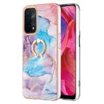 For OPPO A74 5G / A93 5G Electroplating IMD TPU Phone Case with Ring(Blue Marble)